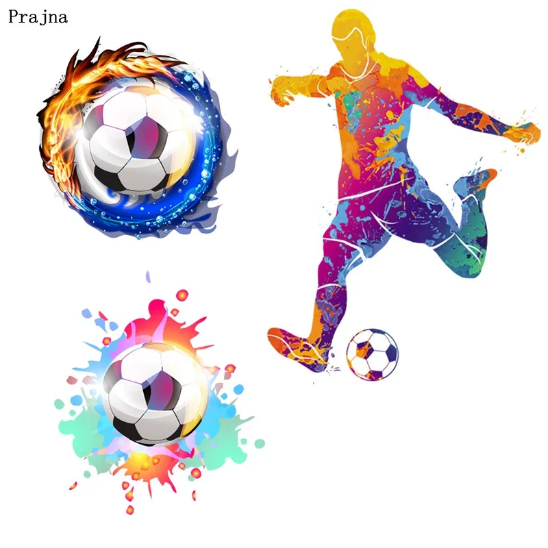 Prajna Fire Soccer железные нашивки DIY Футболка футболист теплопередача стираемые наклейки аппликация на одежду пальто для мальчиков