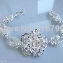 HU632 мода Красивая Тибет серебряный цветок браслет(C0322