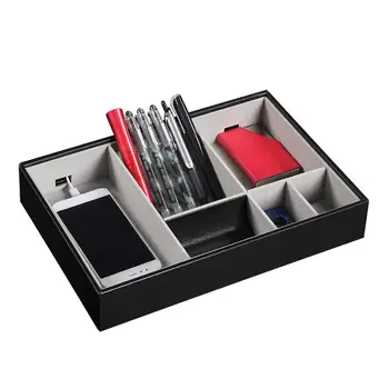 

Tray Nightstand Organizer Display Box Jewelry For Key Chain Watch Bracelet Ring Wallet Bedside Cabinet Storage With Cover