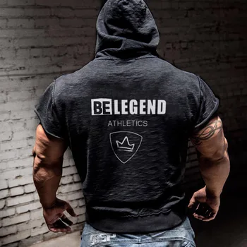 

Gym Tank Top Men Sport Running Vest Compression Tights Mens Sleeveless Shirt Hooded Undershirt Training Vest With