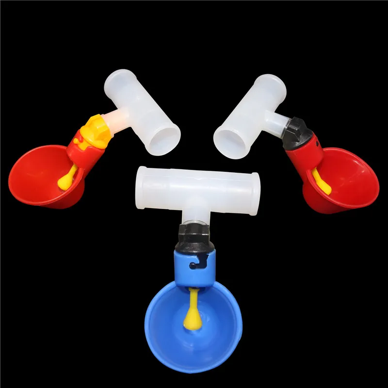 

4 pcs/lot Automatic Quail Drinker Chicken Waterer Bowl Straight pipe With Yellow Nipple Farm poultry drinking water system