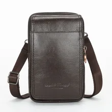 Коричневая поясная сумка для мужчин, первый слой из воловьей кожи, натуральная кожа, сумка на плечо, поясная сумка, кошелек, чехол для сотового телефона