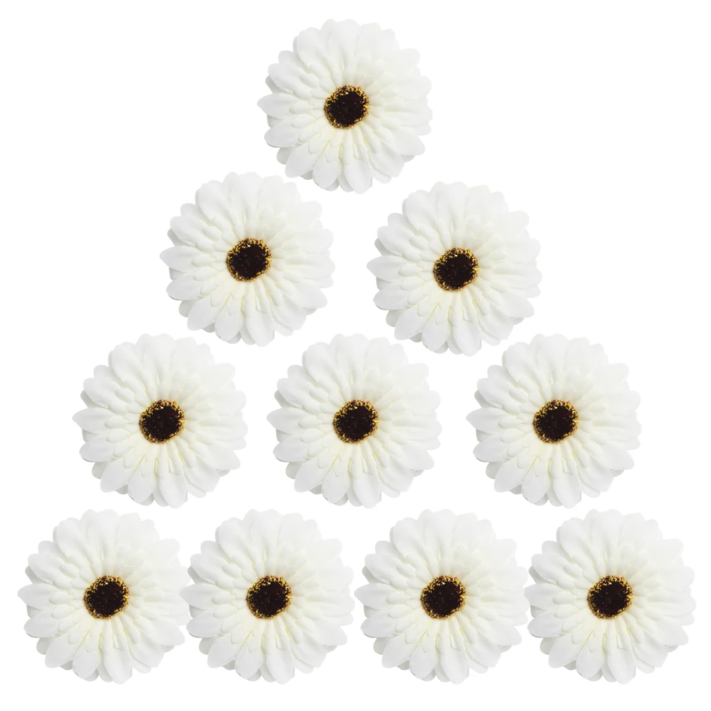 10pcs 7cm Artificial Daisy Flowers Heads DIY Road led Wedding Wall Decor Wreath
