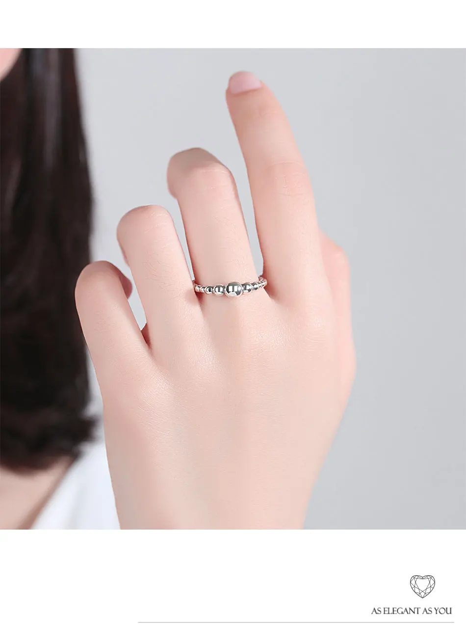 BELAWANG Authentic 925 Sterling Silver Stackable Round Geometric Finger Rings for Women Wedding Original Silver Jewelry