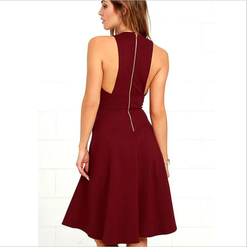 Slim Col Europe V Solides Black red Robe Nouveau Sexy 2018 Amérique Poches Profond Manches Femmes Robes De Été Sans Soirée Mode Style FPtWwZq