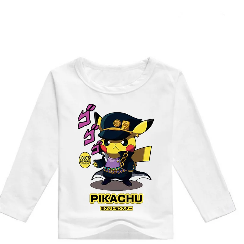 Весенняя футболка с длинным рукавом и принтом «Покемон го» для маленьких мальчиков и девочек хлопковая одежда футболки для малышей