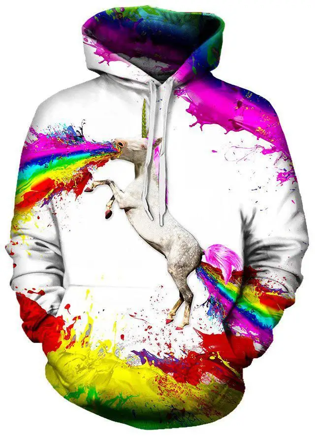 

UNICORN SPEW UNISEX Printed 3D HOODIE Fashion Hip Hop Unique Sweatshirt