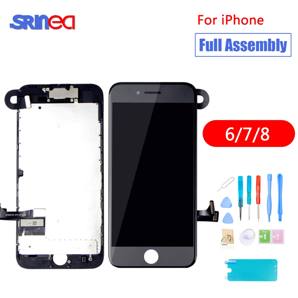 

Full Set Assembly LCD Display Digitizer For iPhone 6 7 8 AAA Quality LCD Touch Screen i Phone No Dead Pixel Black White Tools