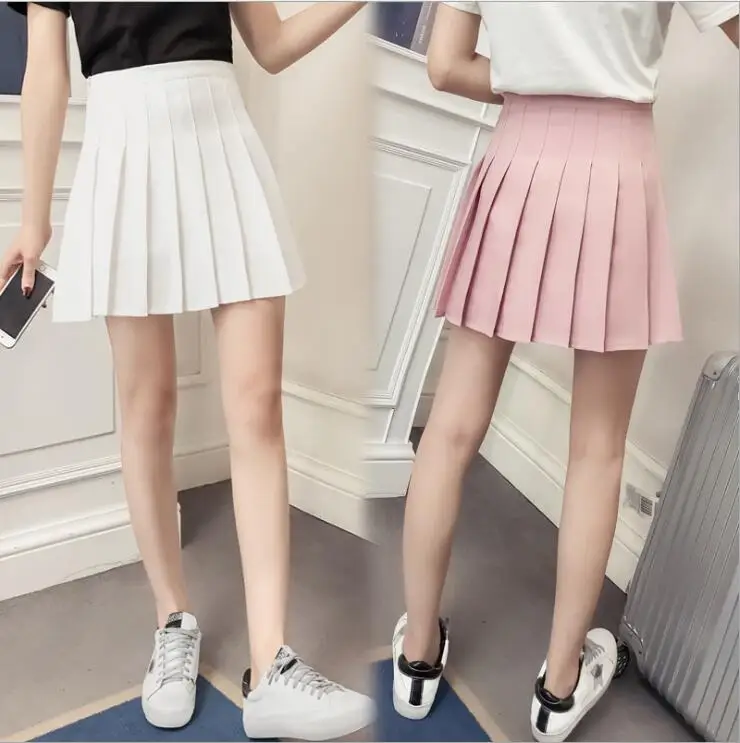 Плиссированная юбка весна и лето для женщин студенческий короткий приталенный юбка с высокой талией