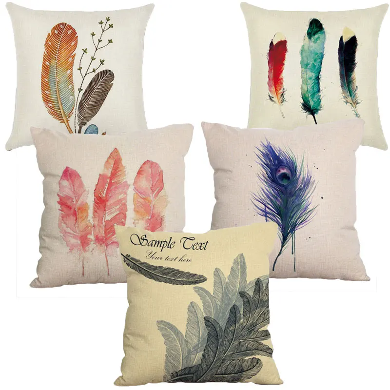 

Cushion Feather Decorative Pillows Cushion Cover Linen 45*45 Cushions for Living Room Sofa Decor Pillow Cover Pillowcase 40586