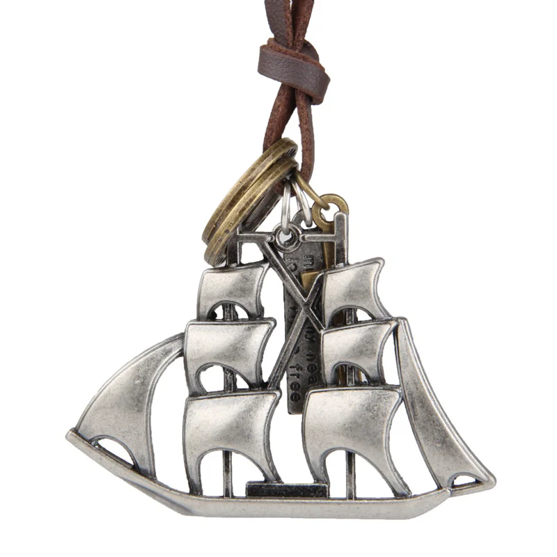 

NIUYITID Men's Necklace & Pendants Retro Creative Sailing Ship Boat Jewelry Boys Necklaces Women Leather Neckless