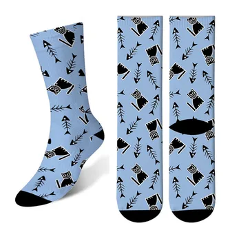 

Happy Funny Socks Personality Men& Women Cotton Socks Harajuku Printed Female Blue Pink cute cat long socks women Unisex 6SZWL09