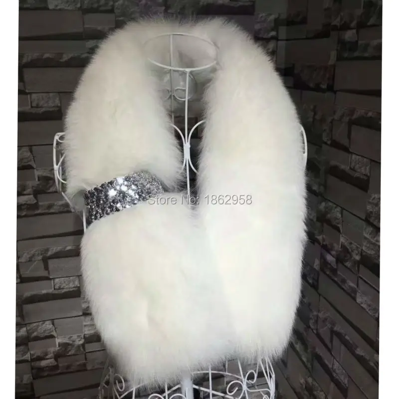 SJ763 новейшая мода зимний теплый женский меховой воротник дешевый шарф из лисьего меха Прямая