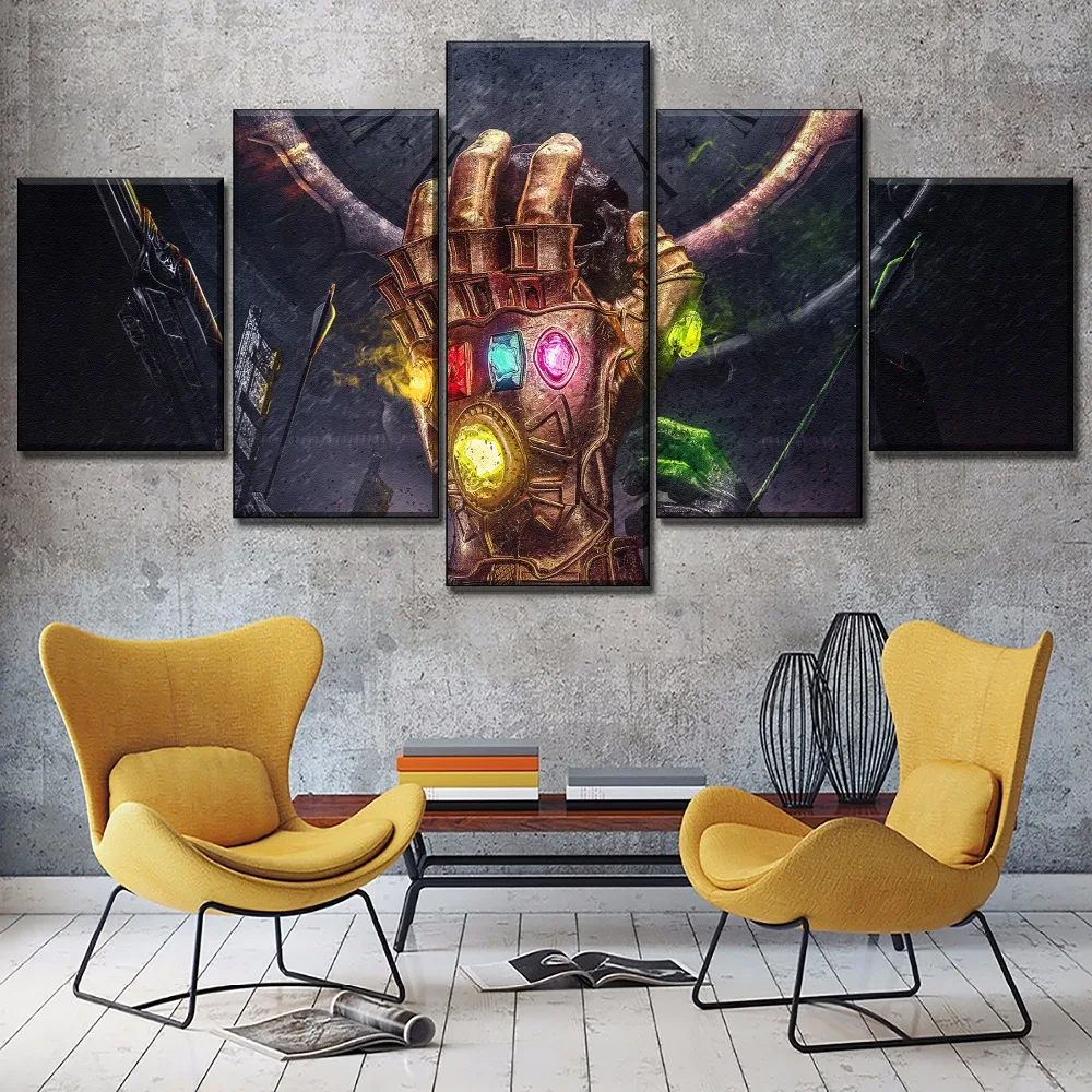 

Artwork Avengers Infinity War Gauntlet Thanos Stones On Canvas Print Type Painting 5 Piece Modular Style Poster Home Wall Decor