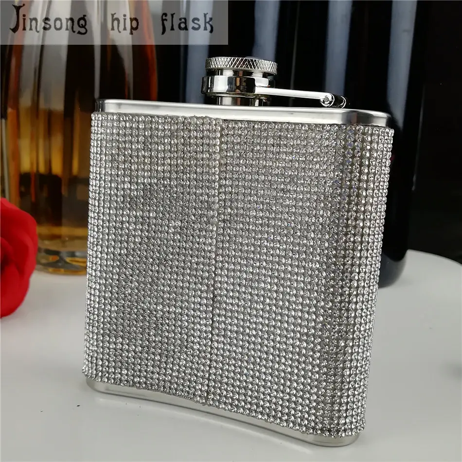 stainless steel with diamond hip flask ,Special hip flask for Ladies