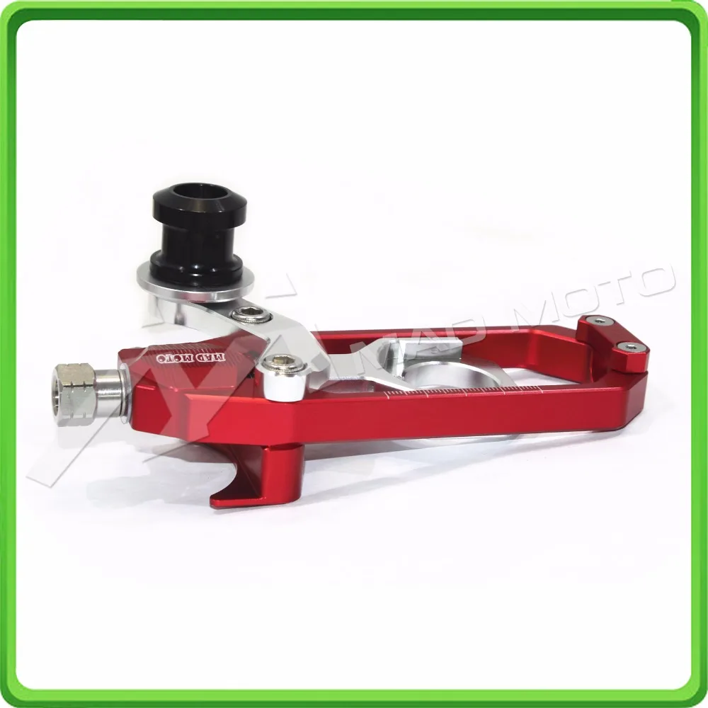 Motorcycle Chain Tensioner Adjuster with bobbin fit for APRILIA RSV4 2009 2010 2011 2012 2013 2014 Red & Silver (10)