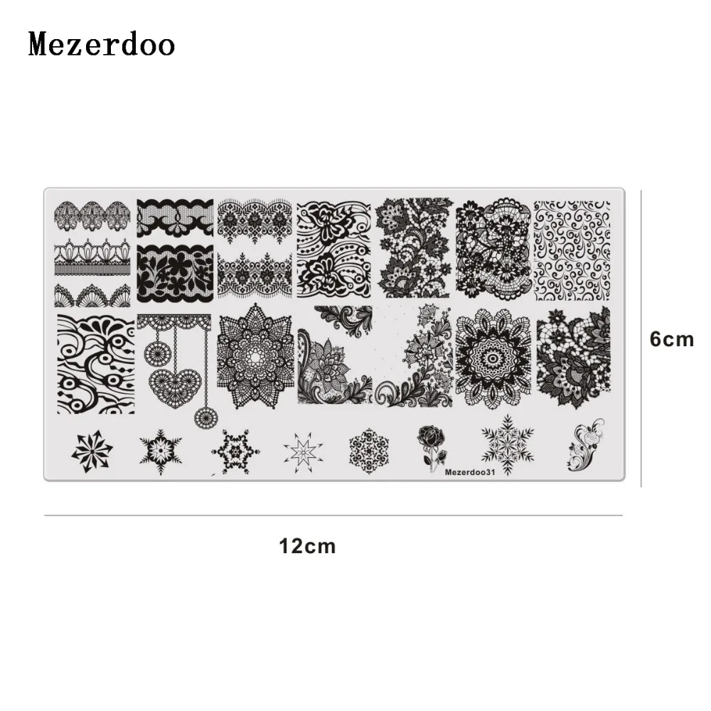 1Pc Rectangle Stamping Plate Nail Art Stamp Template Lace Flower Design Image Plate 12*6cm Mezerdoo 31 3