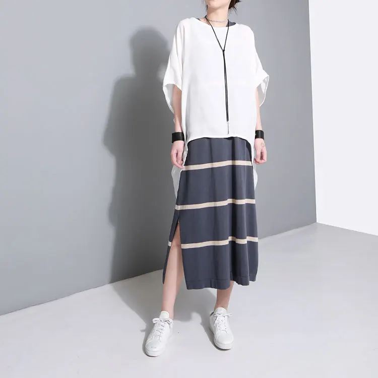 XITAO/необычная плиссированная футболка на шнурке, Корейская женская одежда, круглый вырез, длинный рукав, Два ношения, Бабочка, летучая мышь, повседневная одежда XWW359