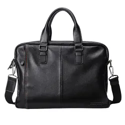 Новый кожаный мужской портфель модная деловая сумка большой емкости Черная мужская сумка на плечо для ноутбука