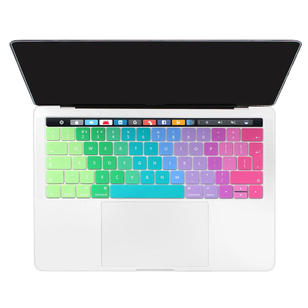 Радужный цвет мягкий силиконовый ЕС английская клавиатура протектор для Macbook Pro 13 15 Сенсорная панель A1706 A1707 A1989 крышка клавиатуры