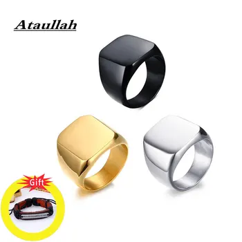 

Ataullah Stainless Steel With Gold Black Plated Rings Men Vintage Ring High Quality Mirror Polished Male fashion Jewelry RW030