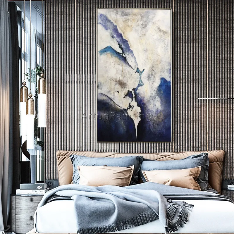 Картина маслом на холсте Куадрос decoracion quadros нордическая Темно-Синяя абстрактная акриловая настенная художественная картина для гостиной настенный Декор 45