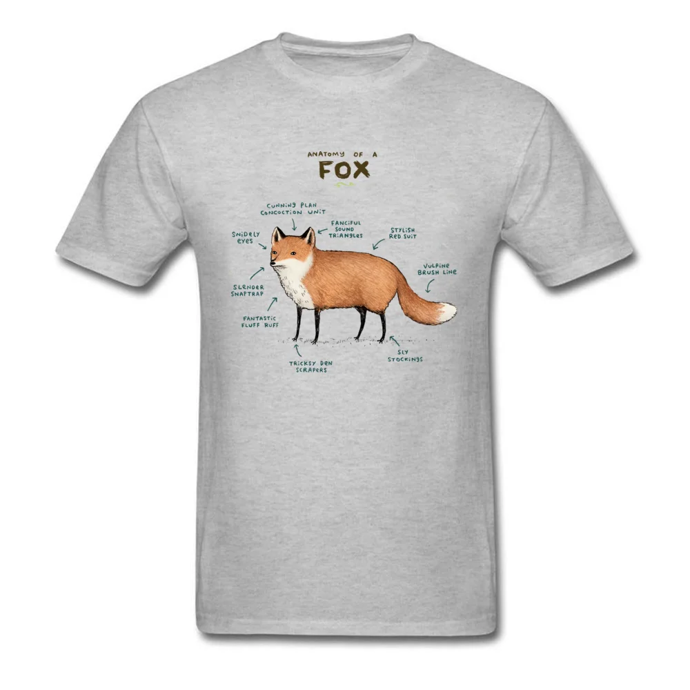 Anatomy of a Fox 3D Printed Tops Tees Short Sleeve for Men Pure Cotton Thanksgiving Day Crew Neck T Shirts Unique Tees Family Anatomy of a Fox grey
