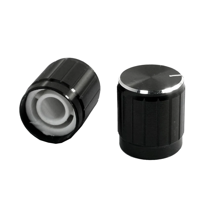 

2 pcs Non-slip Ribbed Handle Potentiometer Knobs Caps 6mm Dia Hole Black