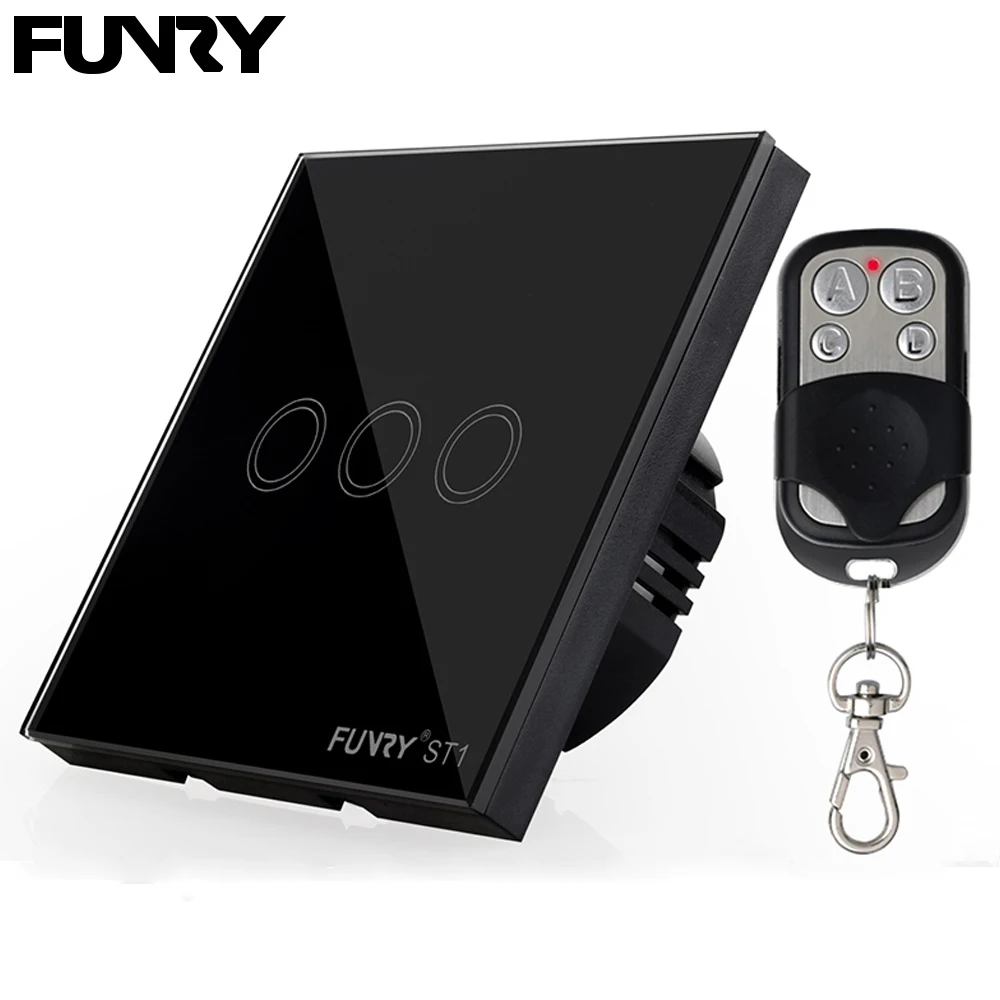 

FUNRY ST1 EU 3Gang Wireless Smart Remote Control/Touch Radio Light Switch 170-240V Momentary Push Button Intelligent Interruptor
