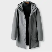 Хлопковая мужская куртка, длинная, простая, тонкая, толстая, зимняя, мужская, хлопок, одежда, парки, большой размер, куртка с капюшоном, XD325