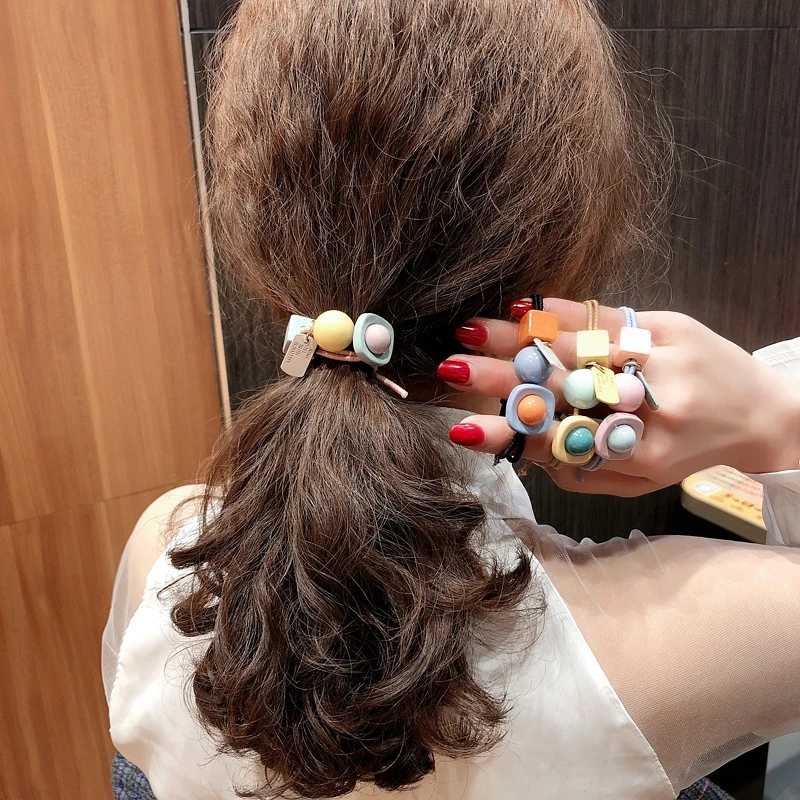 Круглая веревка для обслуживания, Корейская версия, сетка, красный шар, голова, двойная прядь, завязанные волосы и кожаная лента, украшение для волос