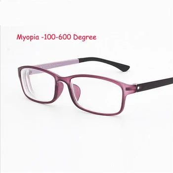 

-1 -1.5 -2.0 To -6.0 Ultralight TR90 Finished Myopia Glasses For Unisex Short-sight Eyewear Square Myopic Spectacles With Degree