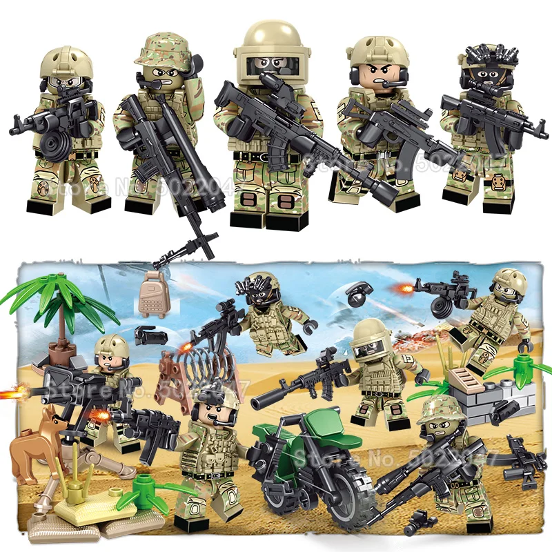 

Military Figures Alpha Special Forces Building Blocks Series World War 2 Motorcycle Weapons Gift For Boy Assemble Toy Legoinglys