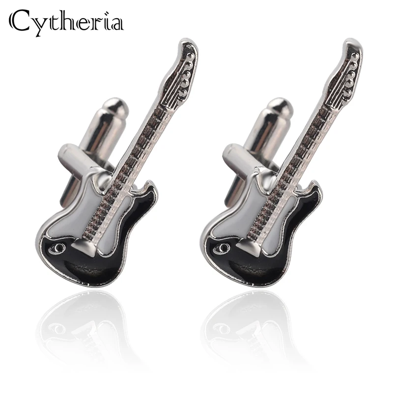 

Guitar Cufflinks For Mens French Shirt Cuff Links Party Club Cufflink Buttons Christmas Gift Creative Black White enamel cuflink