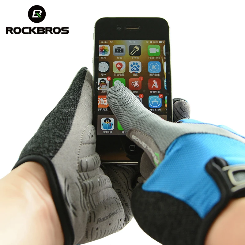 Rockbros Весна Осень полный палец перчатки сенсорный экран дышащие для смартфона Mtb