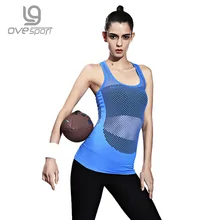 Ovesport/сексуальные топы для йоги без рукавов, Спортивная футболка для женщин, быстросохнущие фитнес-рубашки для йоги, спортивные Джерси для спортзала, сетчатые полые топы-безрукавки