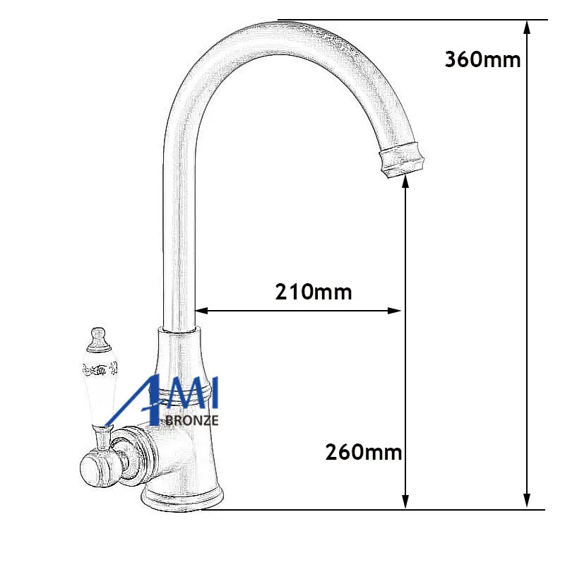 Смеситель для кухни, антикварный матовый фарфоровый кран с ручкой, смеситель для горячей и холодной воды, роскошный кран, 360 Поворотный 9098