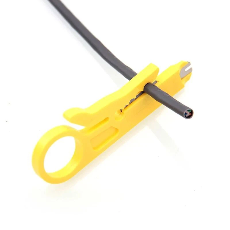 KALAIDUN  Stripping Clamp Crimping Pliers Portable Simple Utility Wire Stripper Telephone Line Network Cable CutterYellow Knife9
