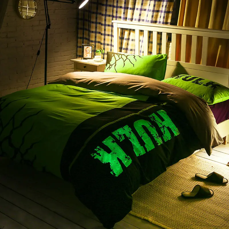 hulk glow bedcover Super heroes series bedclothes night luminous duvet cover bedding sets for double bed