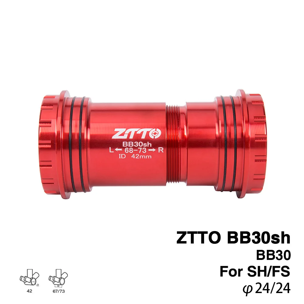 ZTTO BB30sh BB30 24 адаптер велосипедный пресс подходят нижние кронштейны крепления оси для MTB дорожный велосипед запчасти Prowheel 24 мм шатун chainset - Цвет: BB30sh 24  RED