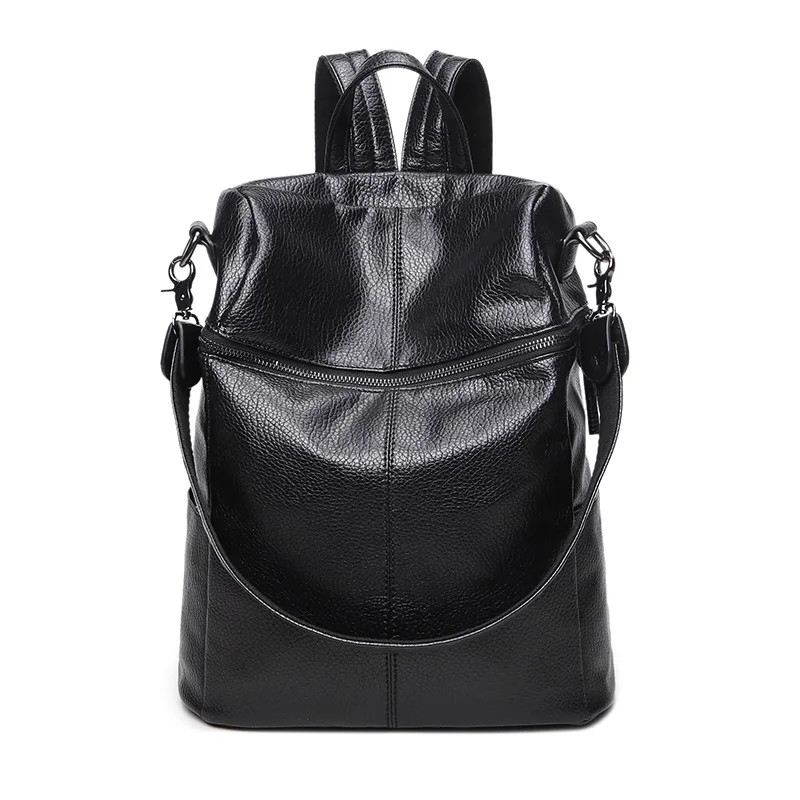 2017 Korean fashion Women Soft Leather Back bag retro large capacity multi Faction Shoulder Bag school