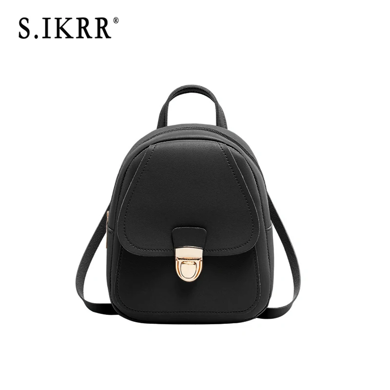 S.IKRR Women PU Small Backpack Waterproof New Brand Designer Shoulder Bag Female Daypack Travel bags Solid Mini Casual Bags