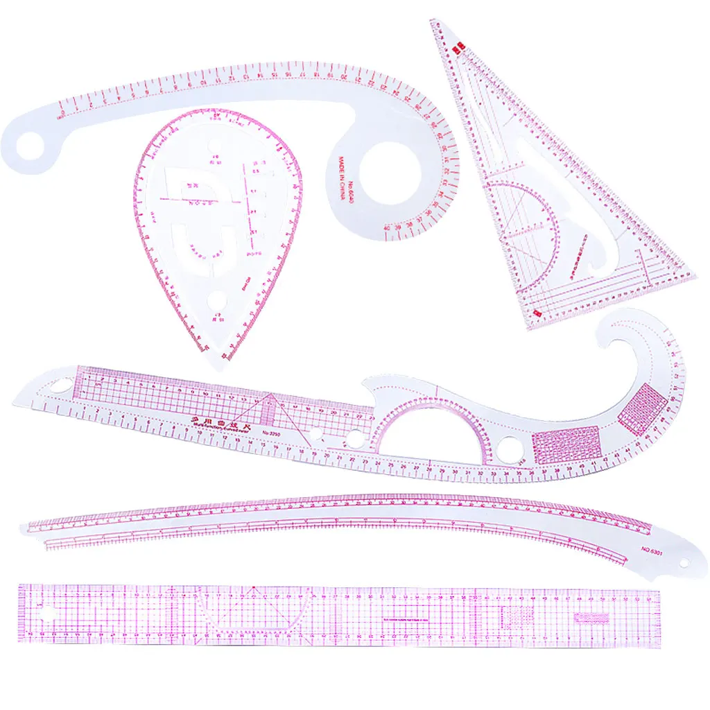 6Pcs Multi Function French Sewing Curve Ruler Set for Tailors Sewing Pattern Grading Making