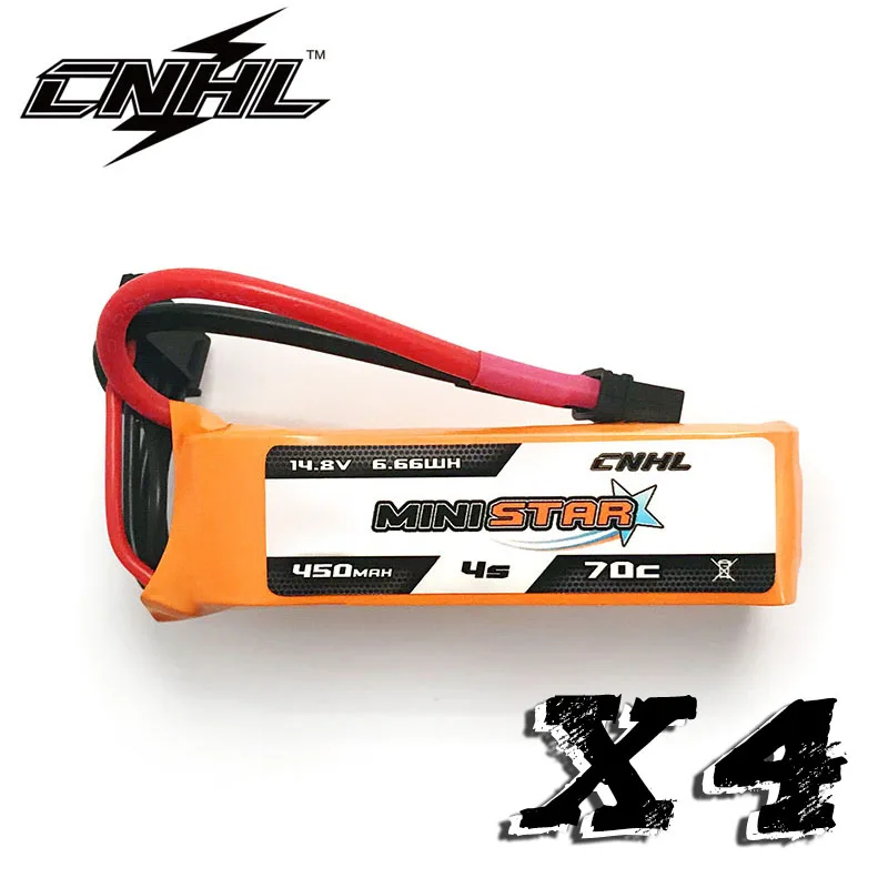 4 шт CNHL MiniStar 450mAh 14,8 V 4S 70C Lipo аккумулятор с XT30U вилкой