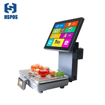 

New 15 Inch POS LCD Display Cash Register Scale with 58mm Built-in Thermal Printer for Supermarket