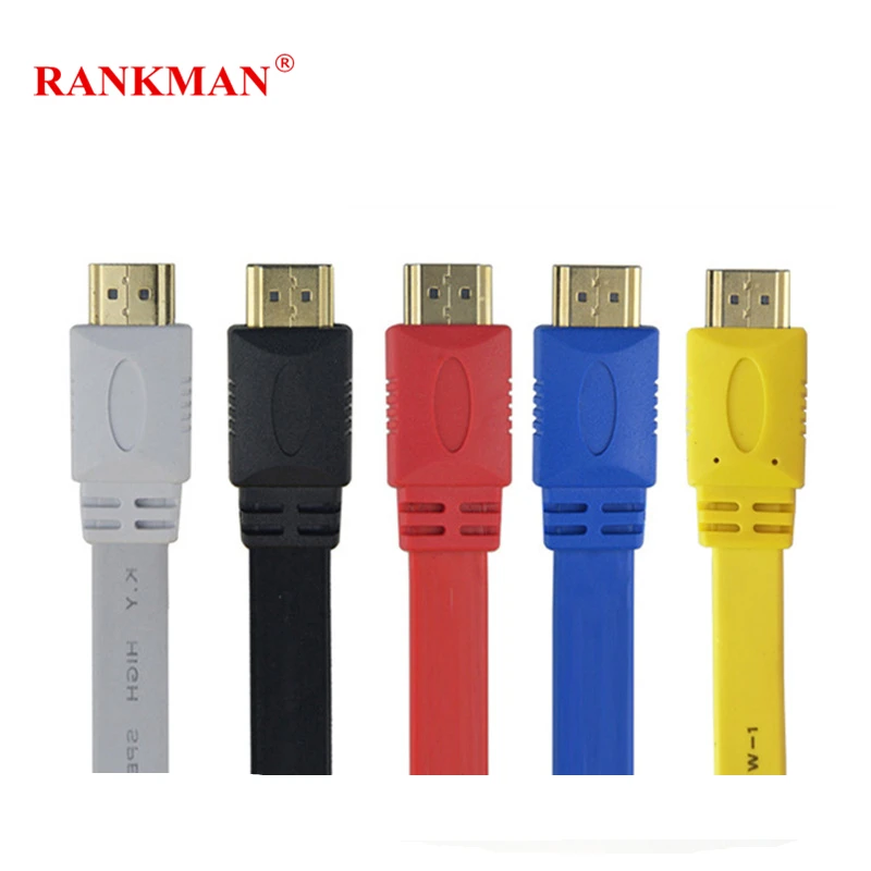 Rankman HDMI 1.4 Cable High Speed Colorful Flat Line Standard 3D 1080P Cable for TV Box PS4 Projector PC DVD 1.5/3/5m