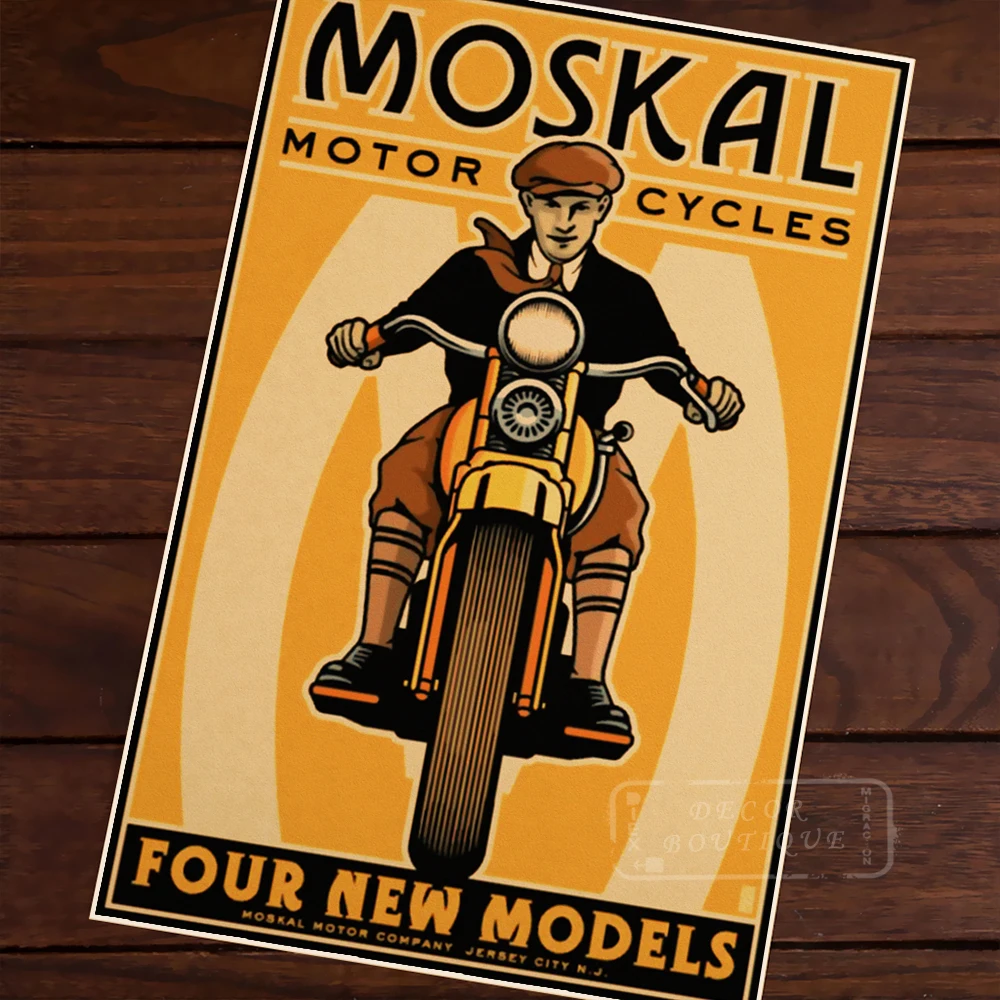 Classic Motorcycles MOTOR CYCLES FOUR NEW MODELS Vintage Retro Poster Decorative Wall Canvas Sticker Posters Home Decor Gift