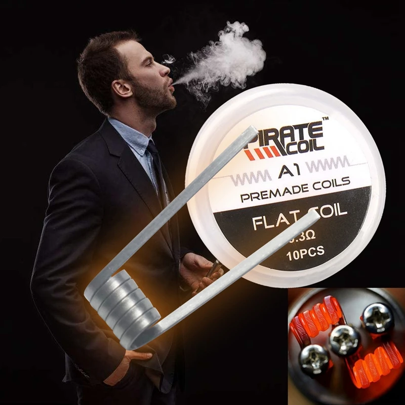 

PIRATE COIL 10 pcs A1 Nickel Chrome Plate Pre Built Coil Packing Coils For Electronic Cigarette RDA RBA Atomizer Heating Ribbo