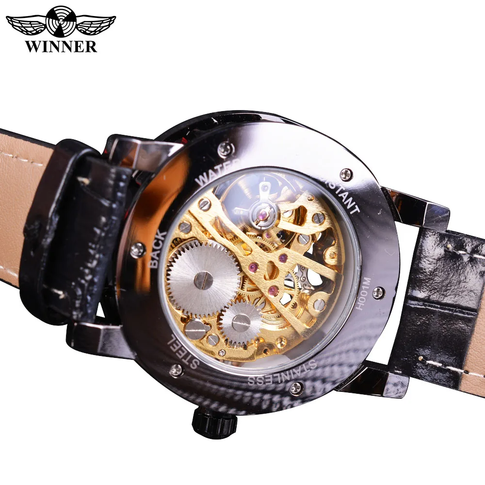 Men Watches Winner Luxury Mechanical Skeleton Leather Wristwatch