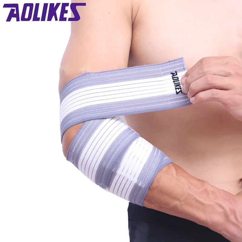 AOLIKES, 1 шт., 70 см* 7,5 см, эластичный нейлоновый налокотник для баскетбола, тенниса, спорта, защитный бинт, предотвращающий растяжение локтя, поддерживающий коврик